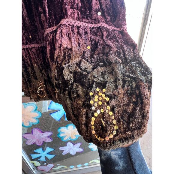 Vintage Mix Nuveau brown velvet skirt size L - Picture 3 of 5